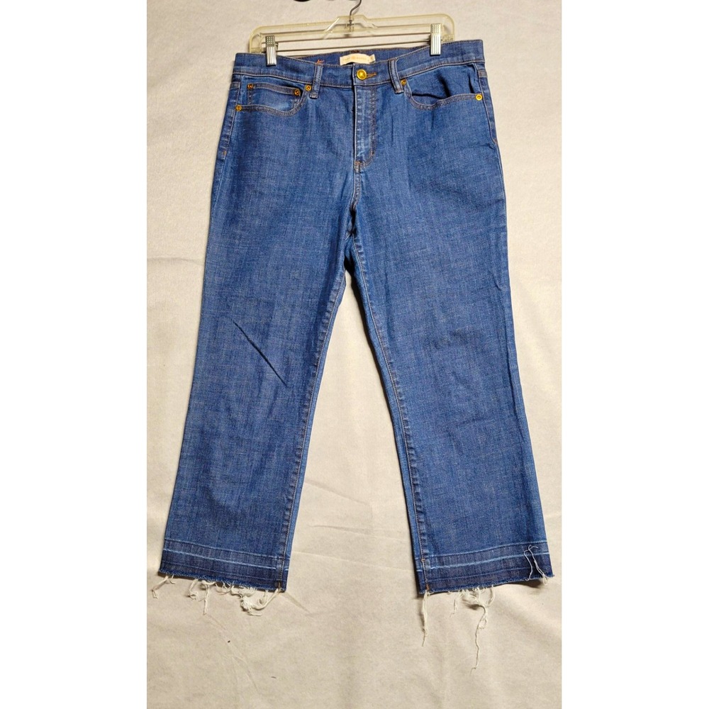 Tory Burch Blue Medium Wash Stretch Denim Mid Rise Straight Jeans Size 31